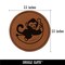 Baby Monkey Hugging Big Banana Round Iron-On Engraved Faux Leather Patch Applique - 2.5"